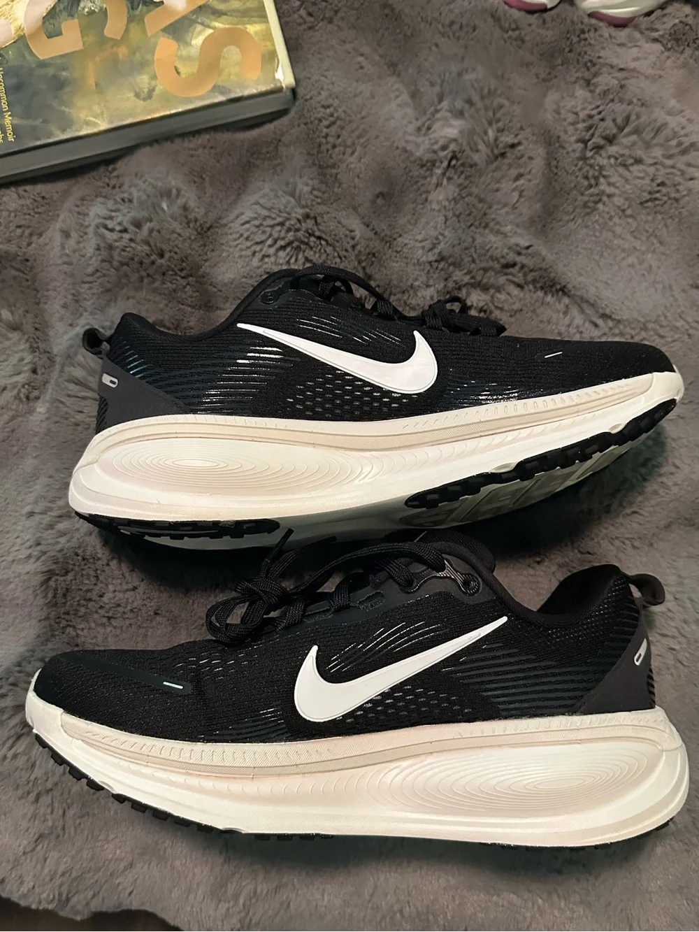 Nike Black and White ZoomX Vomero 18 Running Shoes